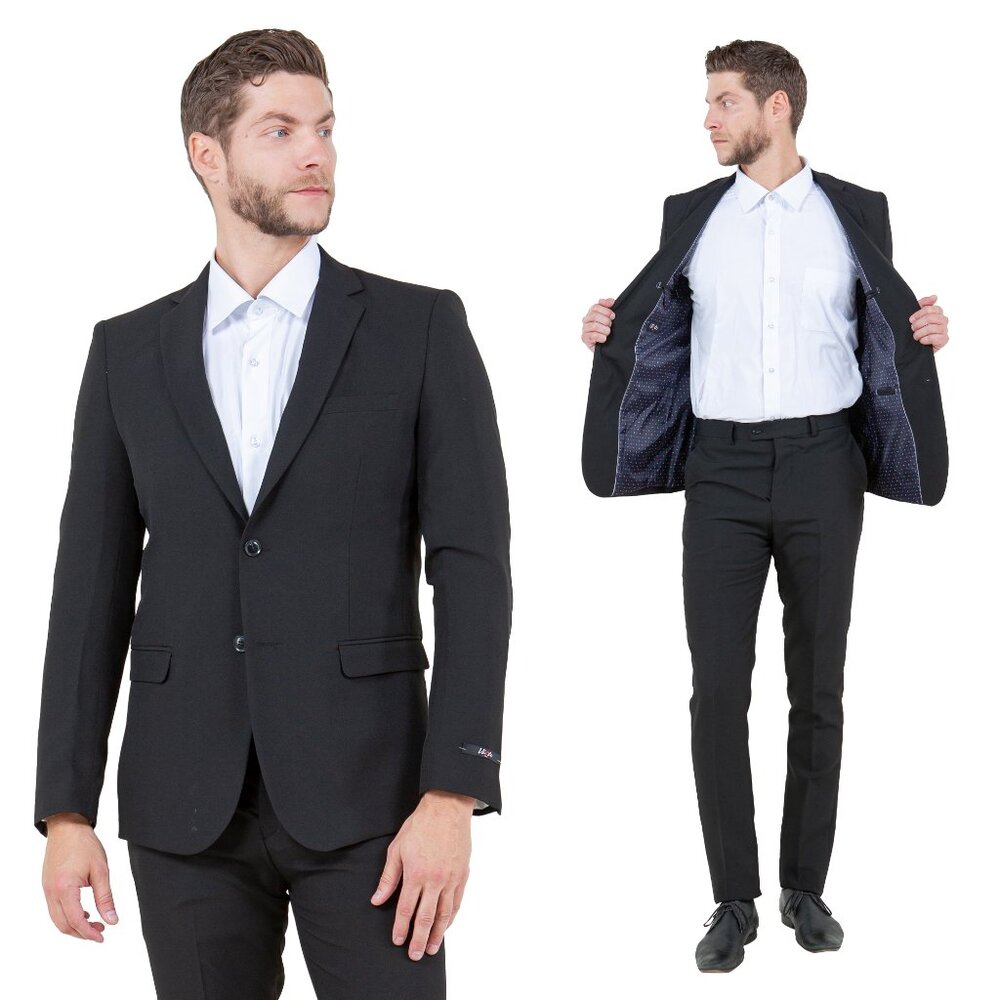 Vitto's Premium Polyester 2pc Mens Suit, Black